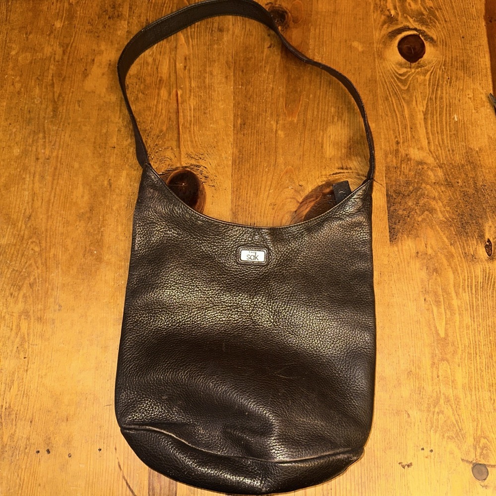 The Sak Dark Brown Leather Bucket Hobo Shoulder Bag One Strap Purse Crossbody